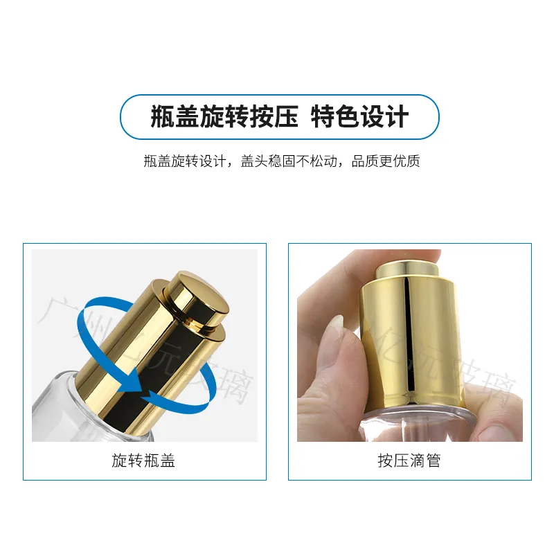 Model 142 Glass Dropper Bottle 10ml 30ml 50ml Glass Essential Oil OEM Packaging detail view OEM custom packaging