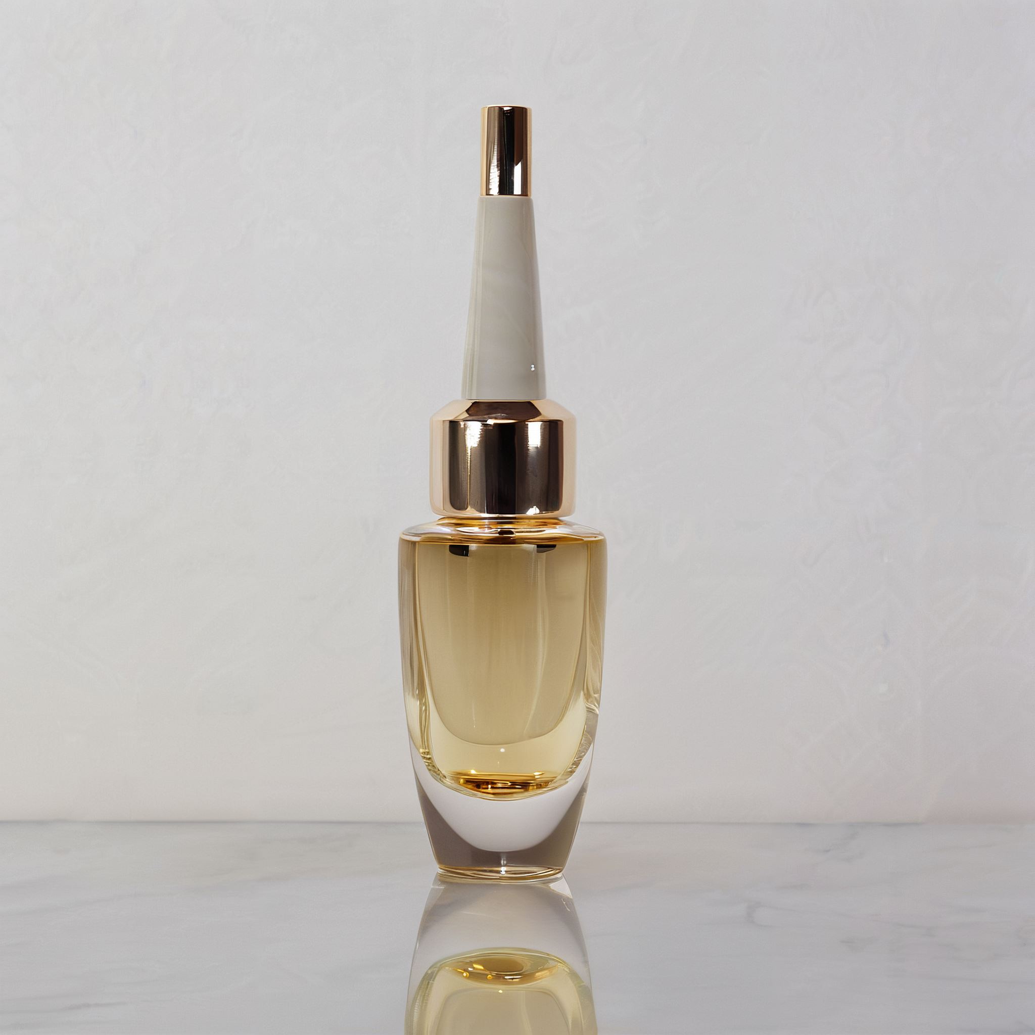 Gold accent serum dropper bottle on marble surface - Yiyuan Packaging