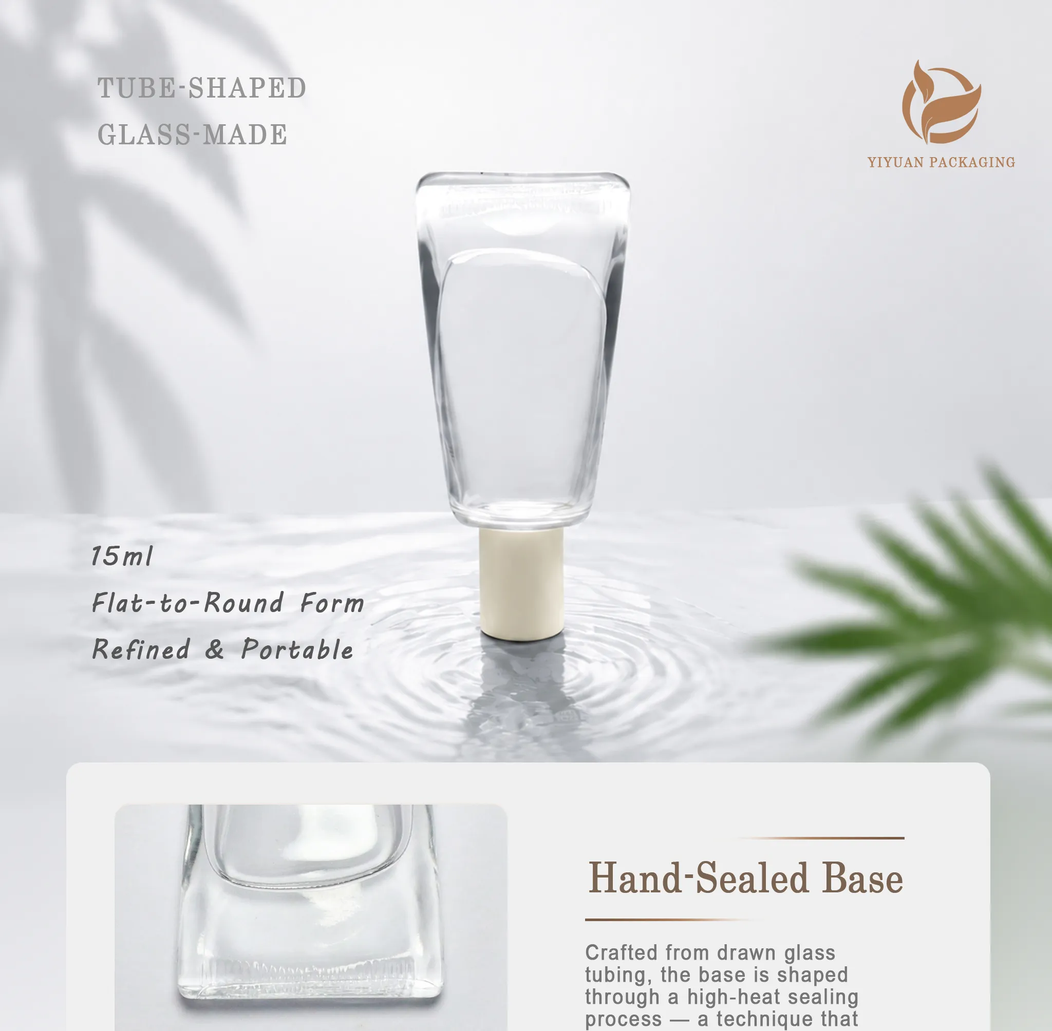 Glass Foundation Bottle 30ml with Applicator Stick - Front View