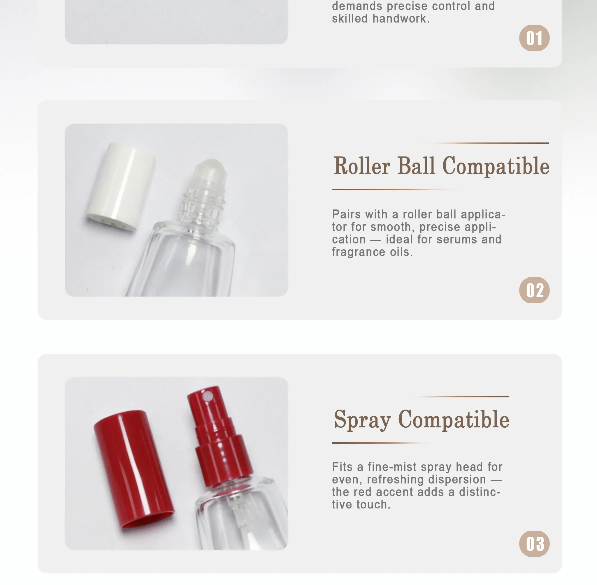 Glass Foundation Bottle 30ml with Applicator Stick - Side View