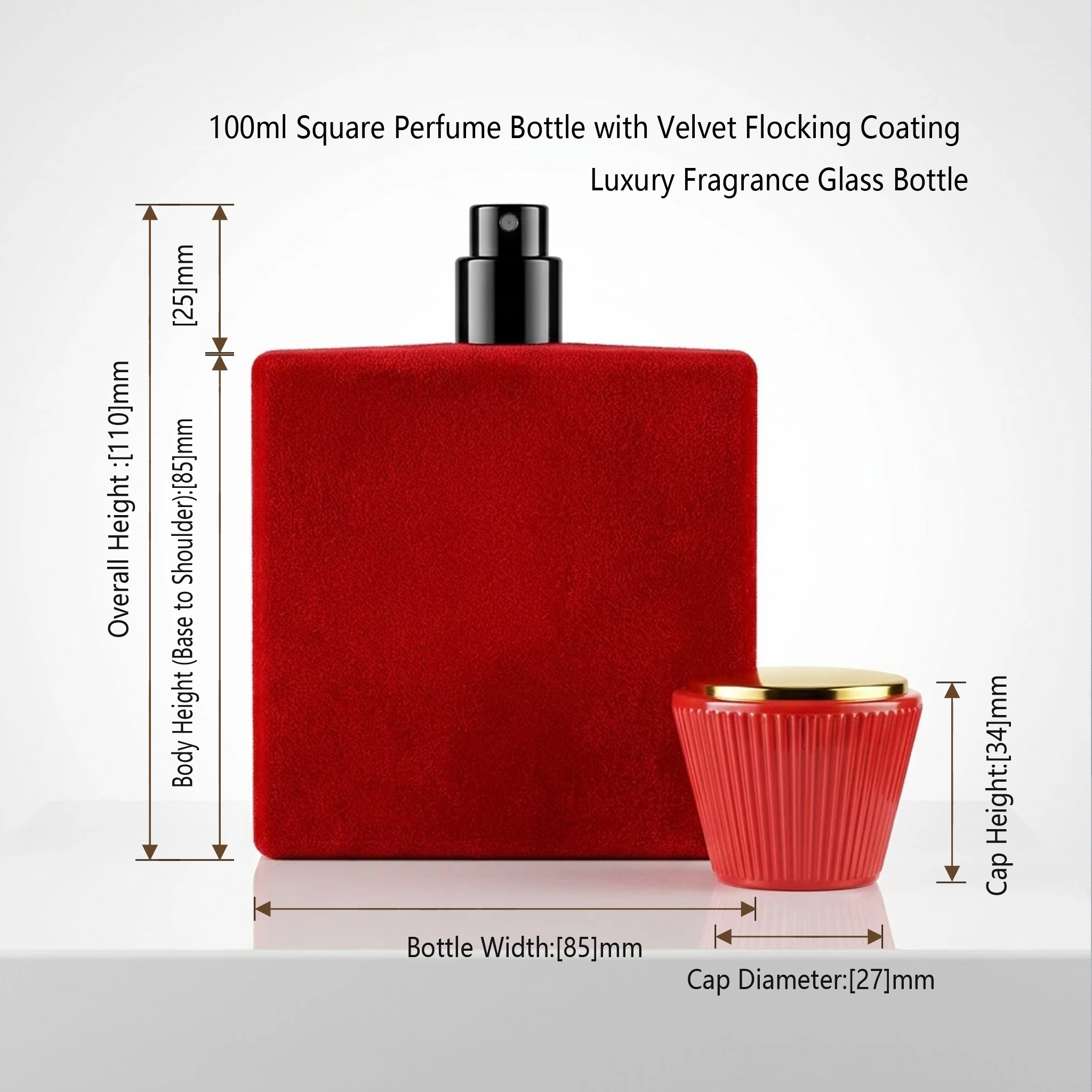 Square Flocked Glass Perfume Bottle 100ml detail 006