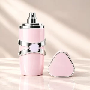 100ml Pink Round Glass Perfume Bottle with Acrylic Coating, Lattafa-Style Empty Refillable Spray Bottle for Cosmetic Packaging