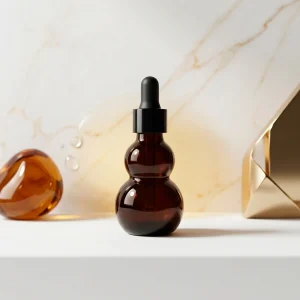 30ml Amber Gourd-Shaped Glass Essential Oil Bottle | Empty Dropper Bottle for Oil & Serum | Wholesale OEM