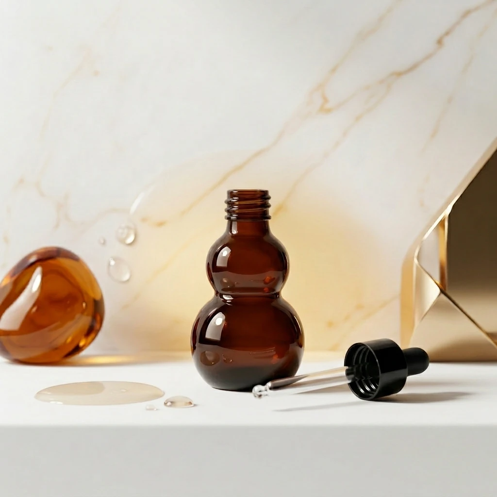 30ml Amber Gourd-Shaped Glass Essential Oil Bottle detail 004