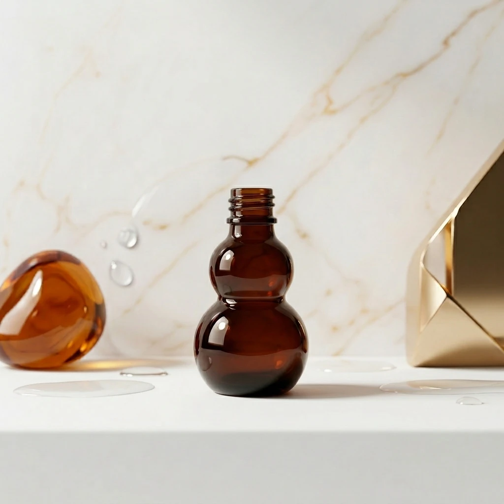 30ml Amber Gourd-Shaped Glass Essential Oil Bottle detail 005
