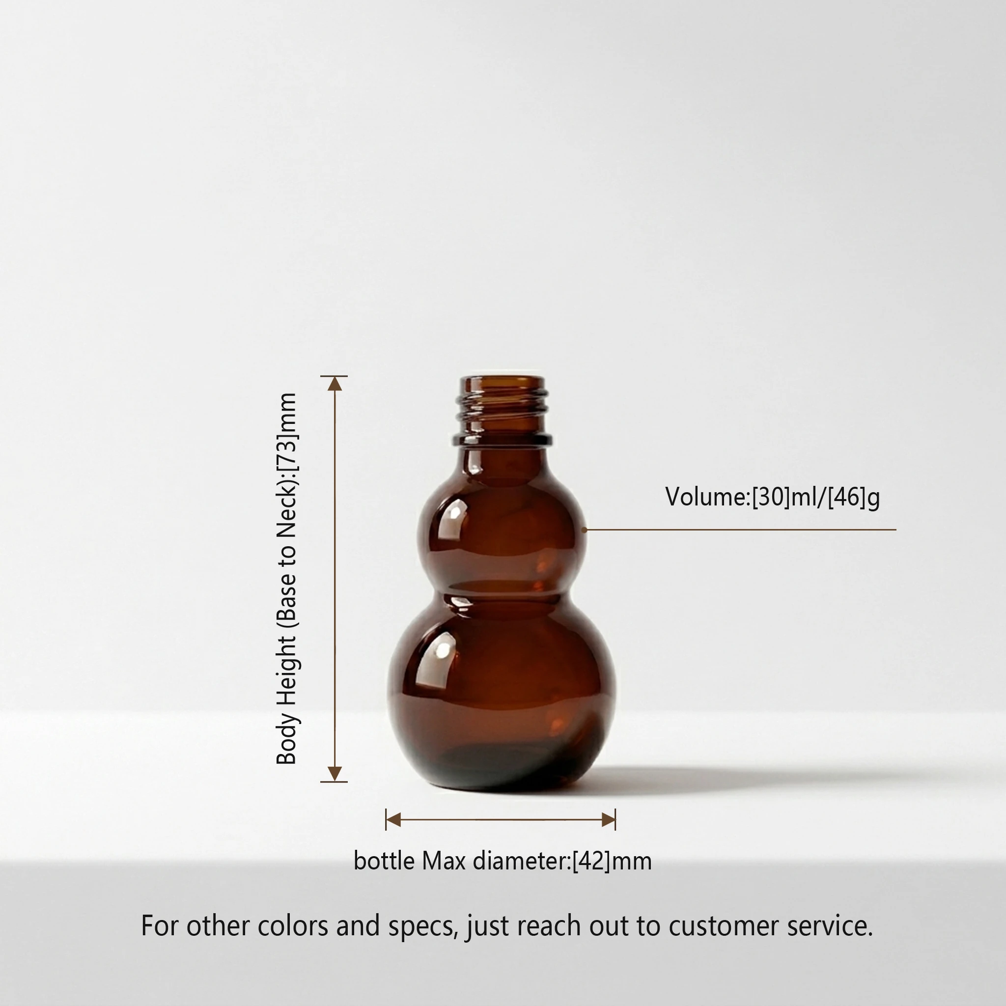 30ml Amber Gourd-Shaped Glass Essential Oil Bottle detail 006