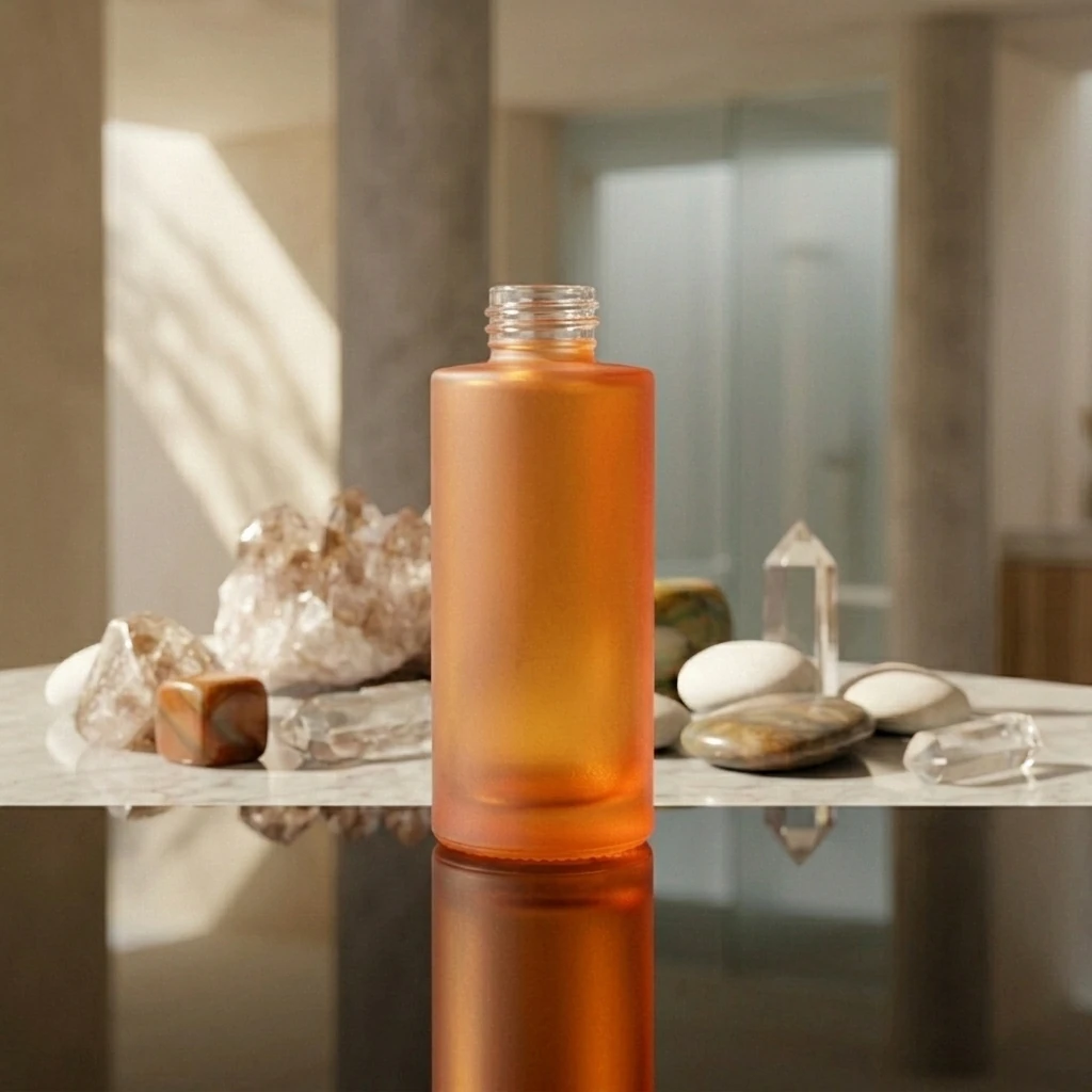 50ml Clear Patterned Glass Bottle with Gold Plated Pump detail 004