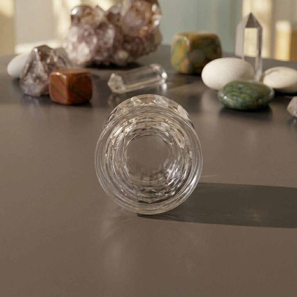 50ml Clear Patterned Glass Bottle with Gold Plated Pump detail 005