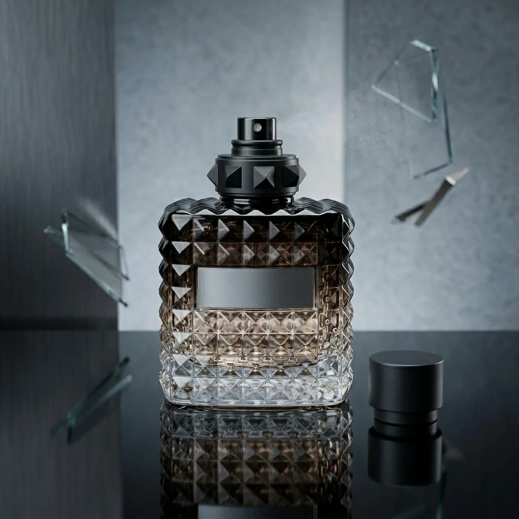 Square Patterned Glass Perfume Bottle detail 005